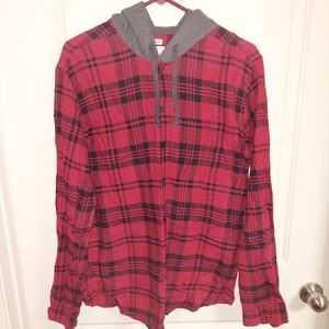 Men's AMERICAN EAGLE Red Long Sleeve Flannel - (L)